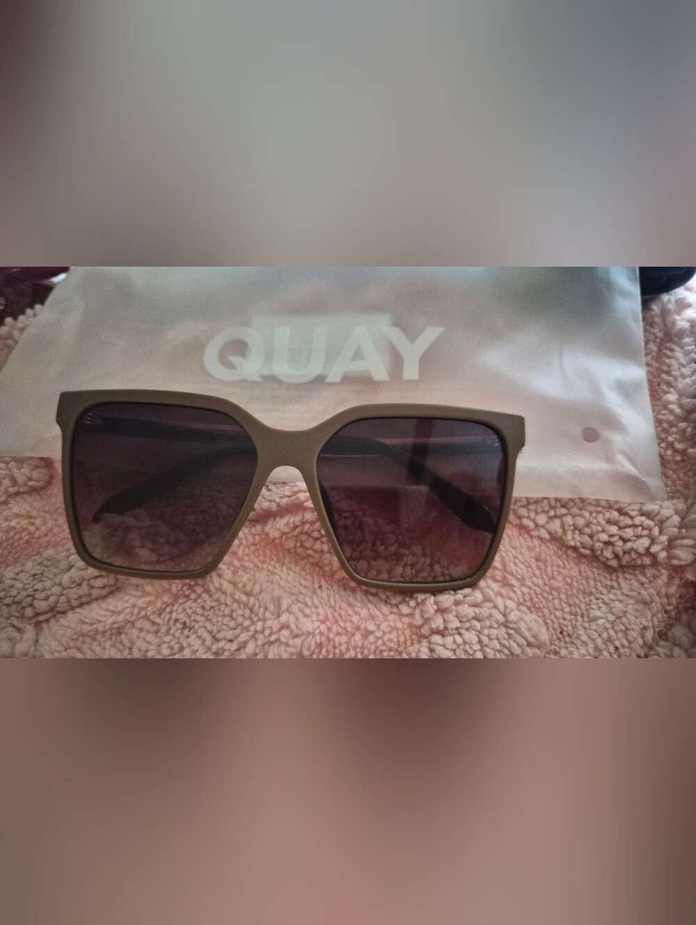 Quay Australia Matte Brown Square Sunglasses with Dark Lenses